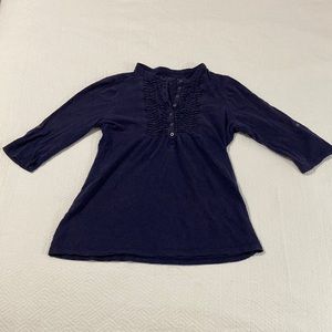 Eddie Bauer cotton top with detailed button placket and camp sleeves